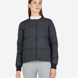 Everlane Collarless Black Puffer Snap Front Jacket